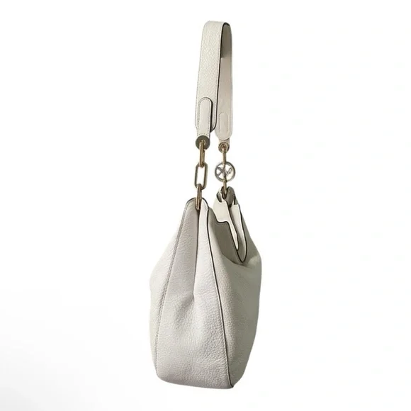 Michael Kors Leather Hobo Bag Shoulder Bag Cream White Gold - Picture 4 of 13